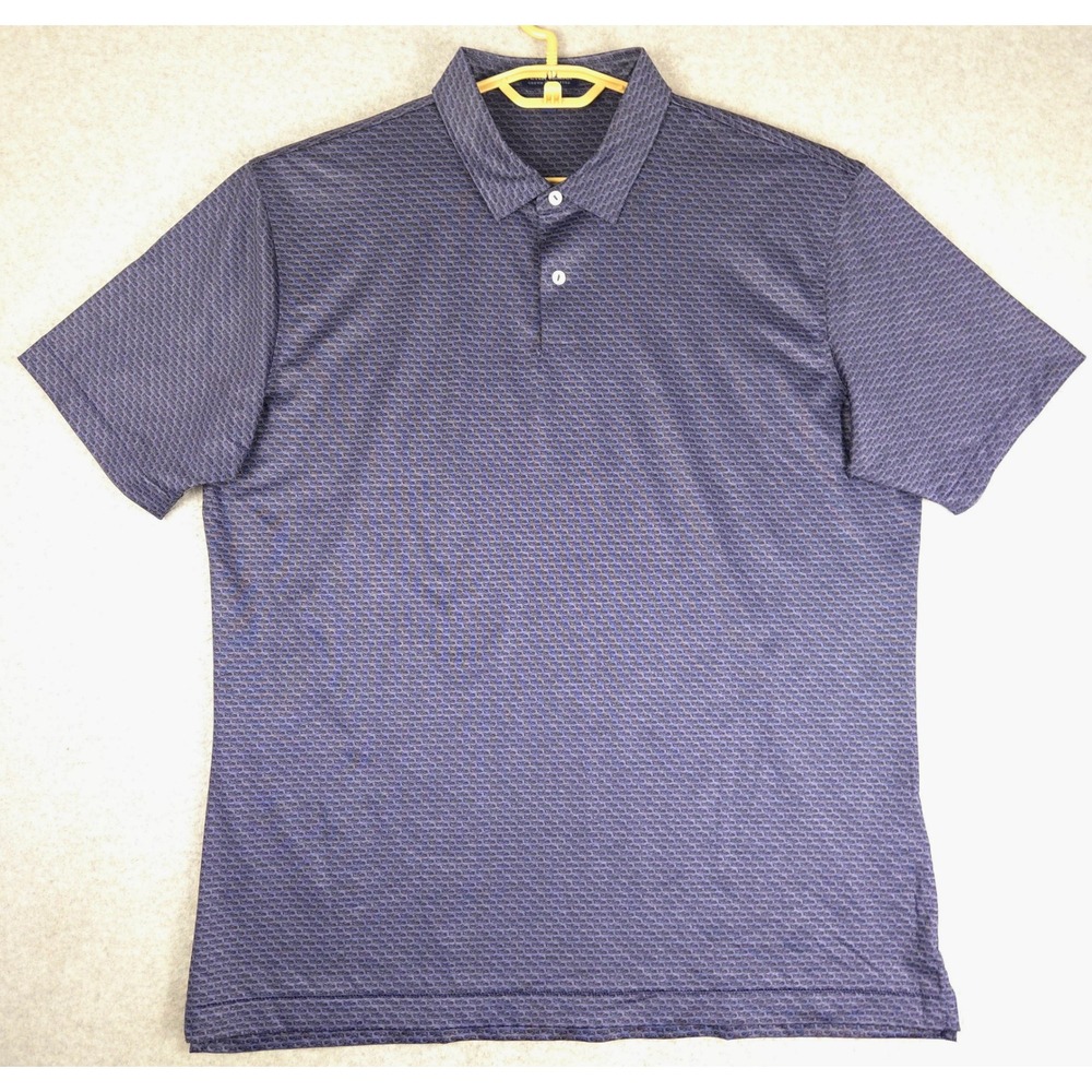 Peter Millar Crown Crafted Men XL Navy Blue Performance Race Car Polo MS21EK507S